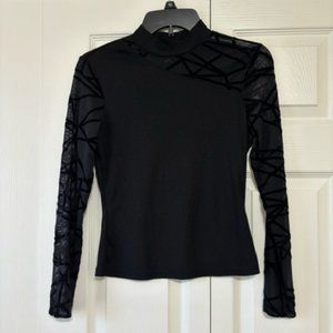 Shein Black Knit top with sheer detail.